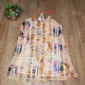 Xhilaration Tribal Shift Dress Cream Mini Pastel Colorful Boho Vacation Casual M